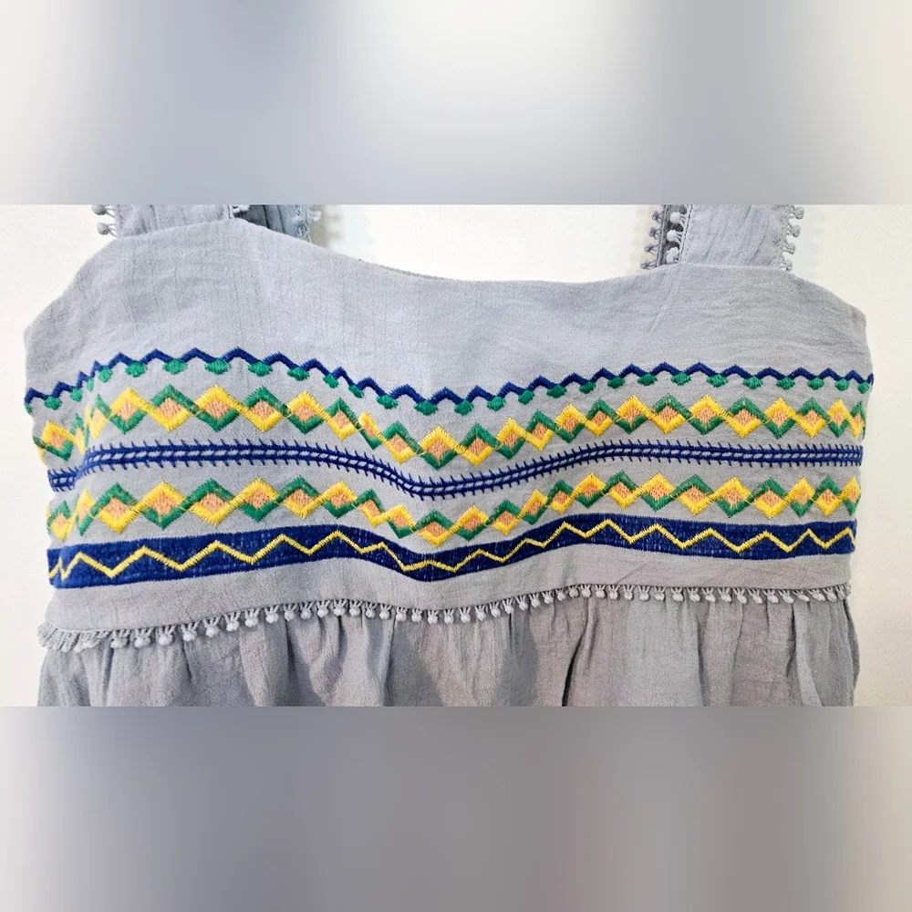 Blu Pepper Sky Blue Elastic Tank Top Women’s Embroidery Size Large - Picture 3 of 12